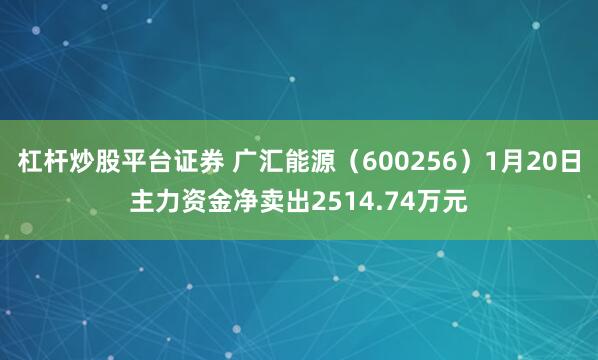 杠杆炒股平台证券 广汇能源（600256）1月20日主力资金净卖出2514.74万元