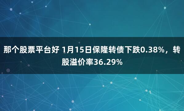 那个股票平台好 1月15日保隆转债下跌0.38%，转股溢价率36.29%