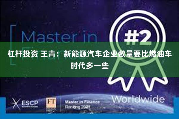 杠杆投资 王青:新能源汽车企业数量要比燃油车时代多一些
